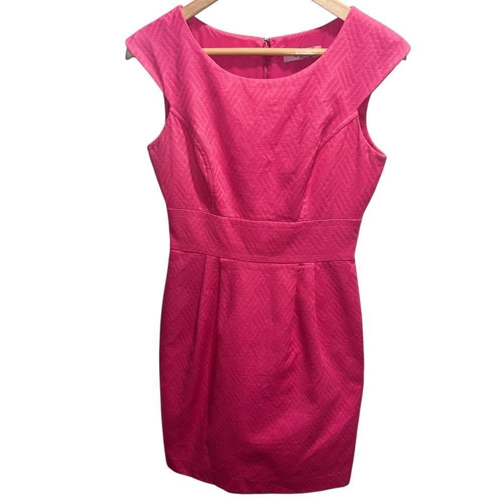 Eliza J New York Pink Sleeveless Sheath Dress Textured Cotton